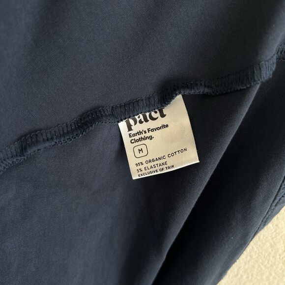 PACT Organic Cotton Stretch Blue Helena Crossback Mini Dress Pockets Medium FLAW - Picture 5 of 11